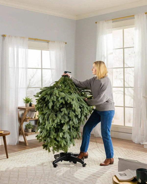 Premium Green Christmas Tree with Hinged Branches, Metal Stand with Wheels, and Built-in Micro LEDs
