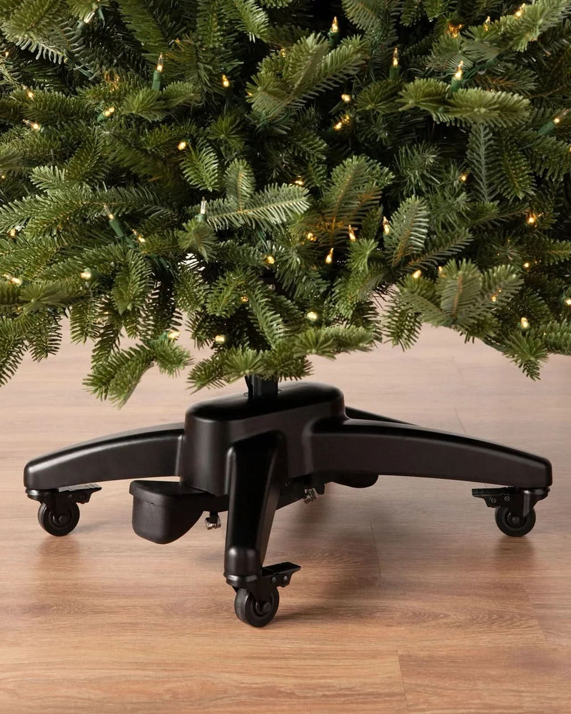 Premium Green Christmas Tree with Hinged Branches, Metal Stand with Wheels, and Built-in Micro LEDs