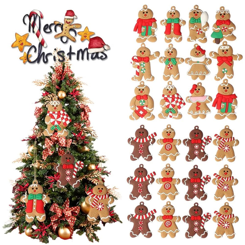 Christmas Tree Decoration Gingerbread Man Pendant 25 Pieces