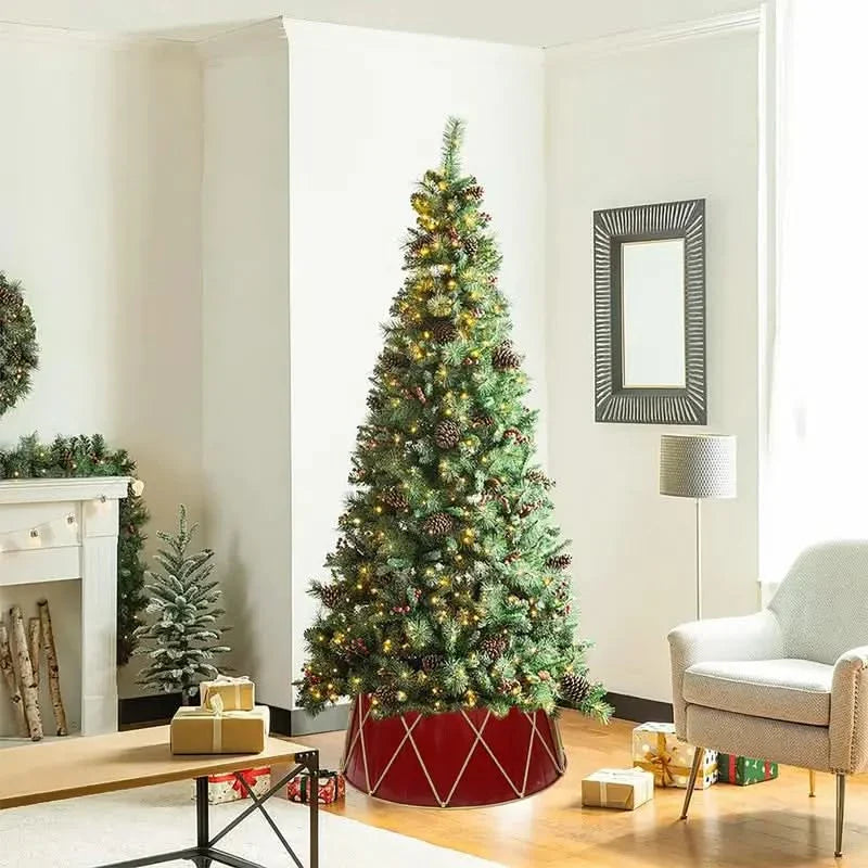 Metal Christmas Tree Skirt with Golden Rope Details – 70×50×28 cm