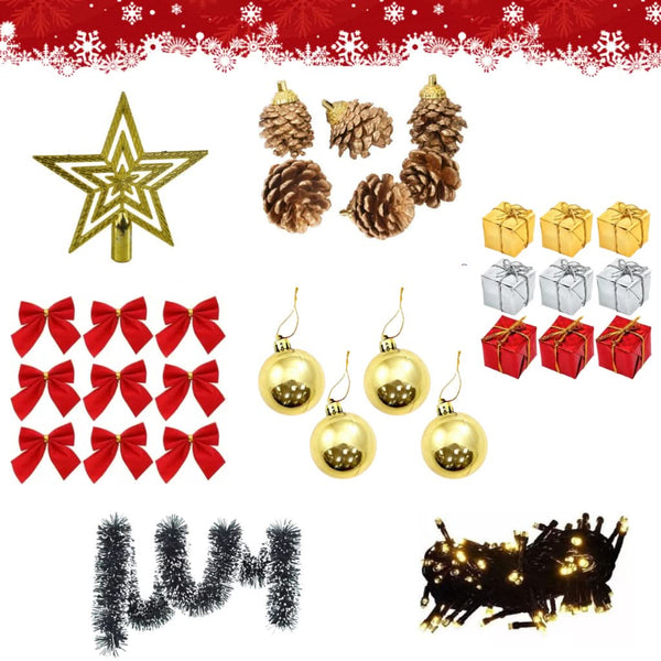 35-Piece Luxury Christmas Decoration Kit for Tree/Pine, with Balls, Twinkling Lights, and Hanging Ornaments