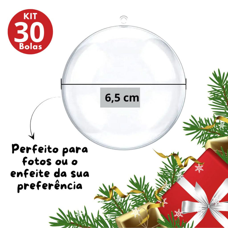 30 Christmas Ball Ornaments Acrylic Spheres for Photos and Party Favors 6.5 cm