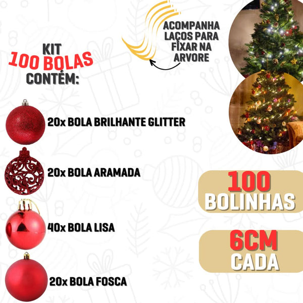 100-Piece 6cm Christmas Tree Ball Ornament Kit
