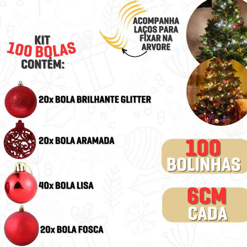 100-Piece 6cm Christmas Tree Ball Ornament Kit