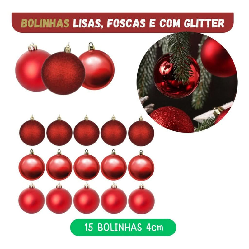 56-Piece Christmas Tree Decoration Kit with Hanging Ornaments and Twinkling Balls