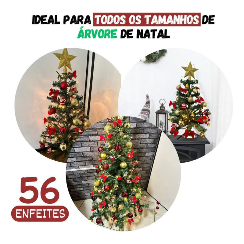 56-Piece Christmas Tree Decoration Kit with Hanging Ornaments and Twinkling Balls
