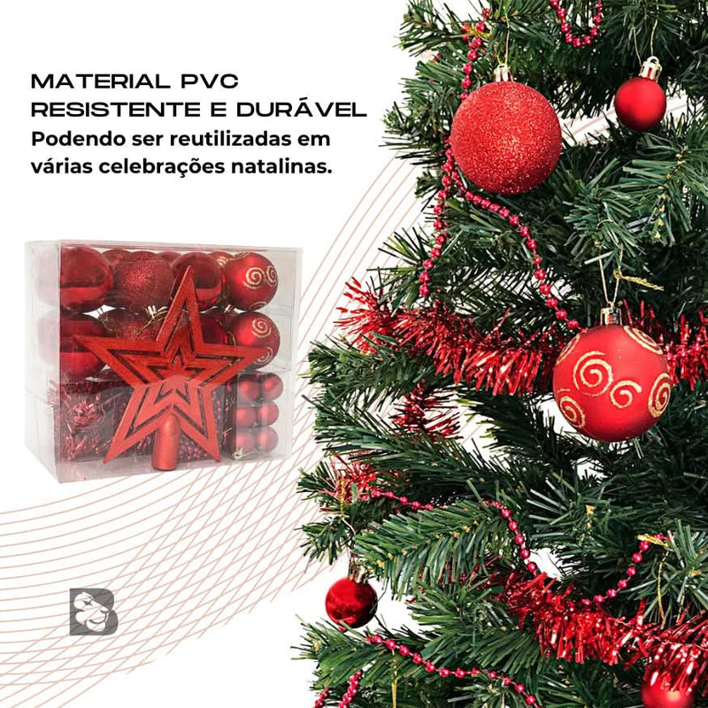 44-Piece Christmas Tree Decoration Kit with Stars, Balls, Garlands, Beads, and Holiday Ornaments