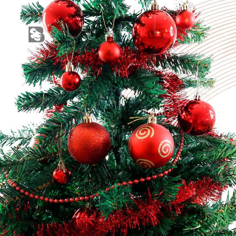 44-Piece Christmas Tree Decoration Kit with Stars, Balls, Garlands, Beads, and Holiday Ornaments