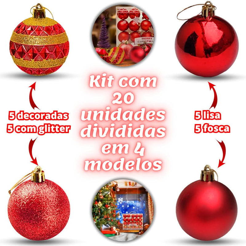 20-Piece Large 6cm Christmas Ball Ornament Set, Matte with Glitter Decorations