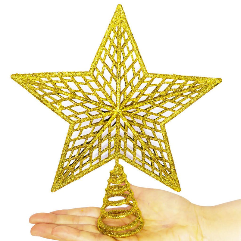 20cm Glitter Christmas Tree Topper Star – Shiny Finish for Holiday Decoration