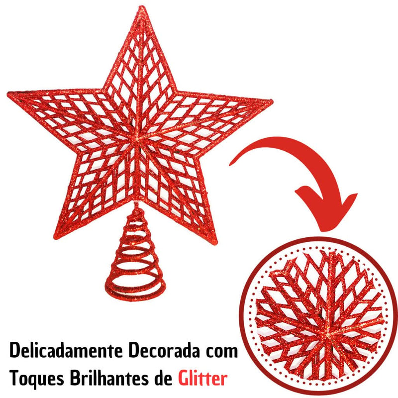 20cm Glitter Christmas Tree Topper Star – Shiny Finish for Holiday Decoration