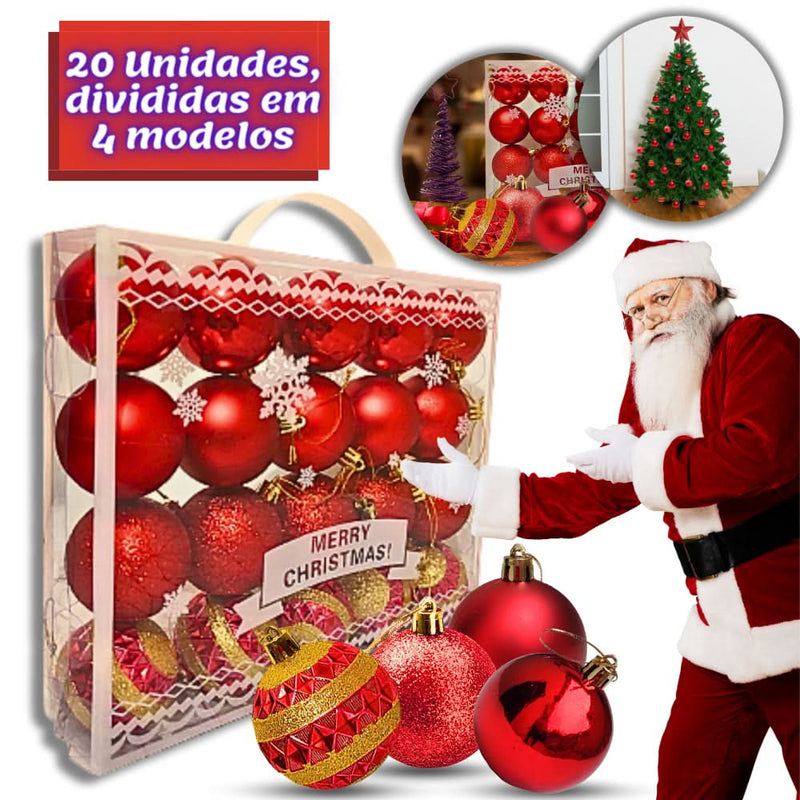 20-Piece Large 6cm Christmas Ball Ornament Set, Matte with Glitter Decorations