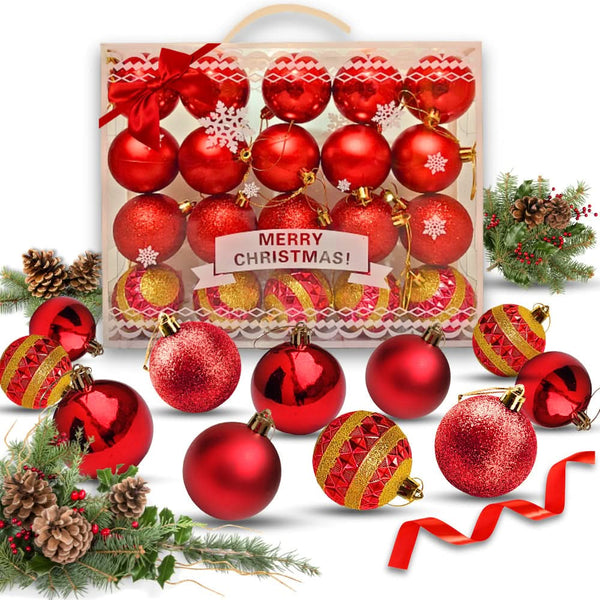 20-Piece Large 6cm Christmas Ball Ornament Set, Matte with Glitter Decorations