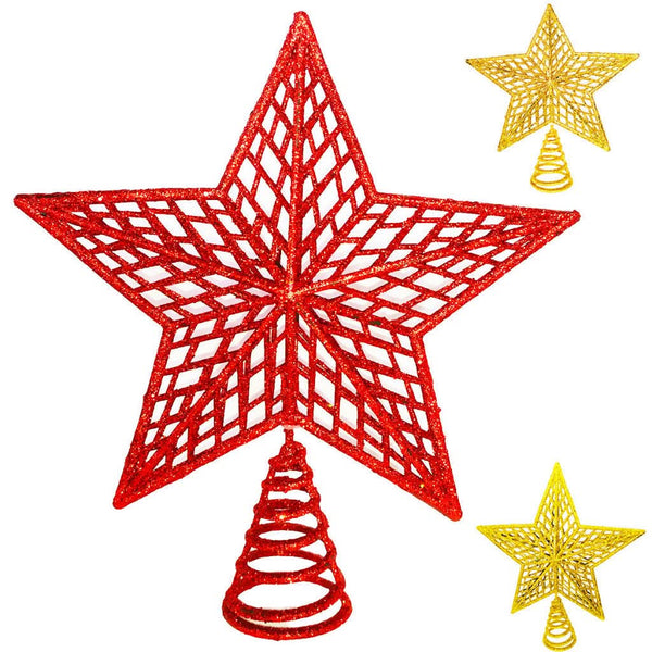 20cm Glitter Christmas Tree Topper Star – Shiny Finish for Holiday Decoration