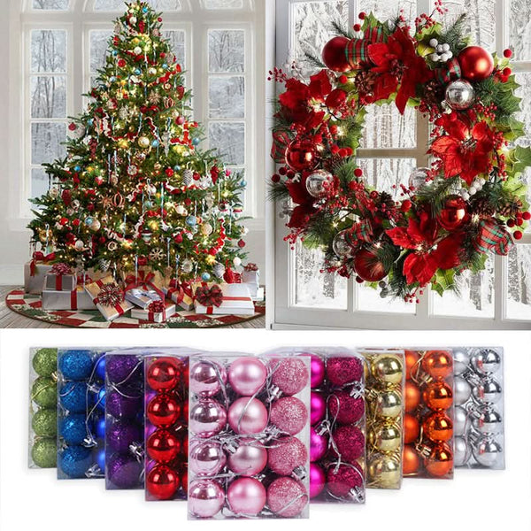 Christmas Decoration / 4cm 36 Pieces Colored Christmas Balls with Glitter
