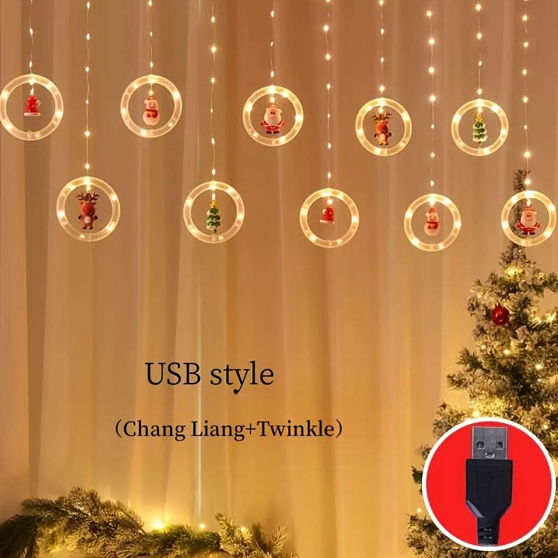 Santa Claus Colorful LED Christmas Window Light with USB