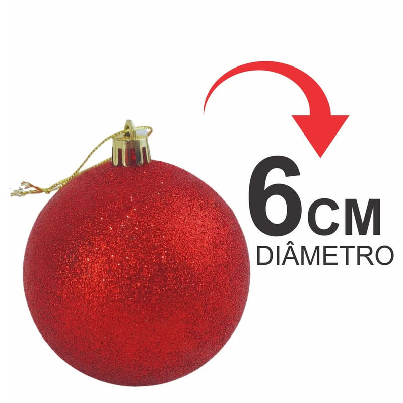30-Piece Red Glitter Christmas Ball Ornament Set