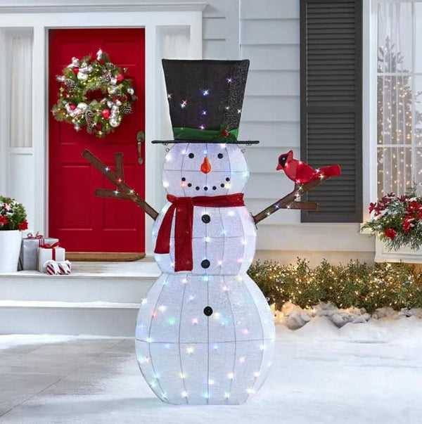 Shimmering Snowman with 100 Multicolored LEDs – 1.82 m
