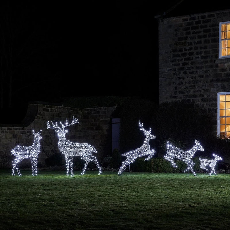 Christmas Set of 5 LED Illuminated Reindeer in Two Colors