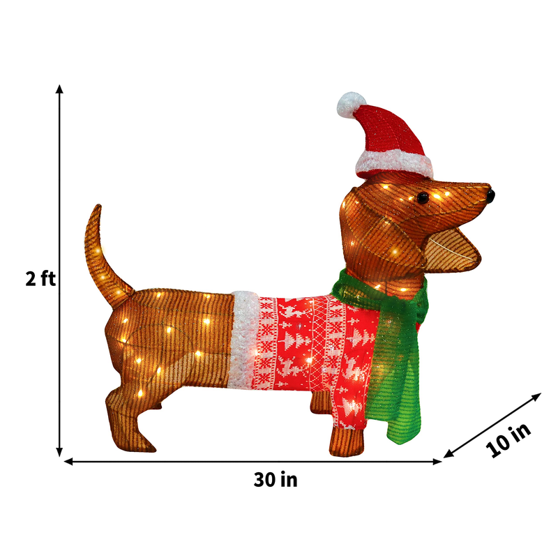 LED Tinsel Dachshund Garden Light with 40 Warm White LEDs – 61 cm ✨🐾