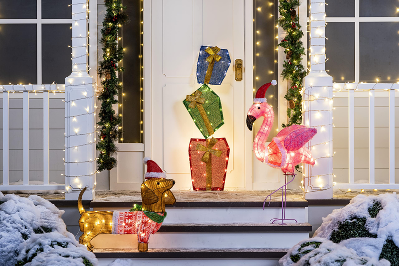 LED Tinsel Dachshund Garden Light with 40 Warm White LEDs – 61 cm ✨🐾