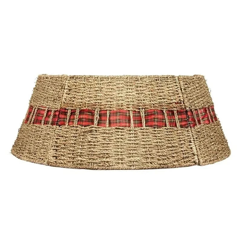 Rustic Base Christmas Tree Skirt with Plaid – 60×40×20 cm