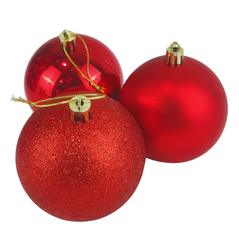 30-Piece Red Glitter Christmas Ball Ornament Set