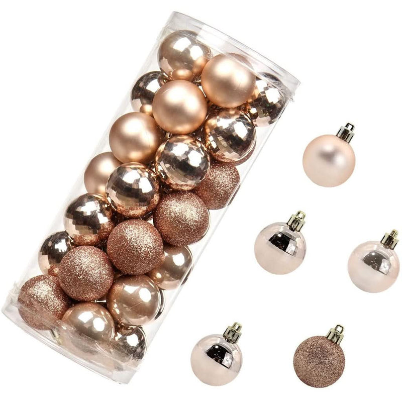 48 Christmas Tree Balls Champagne 3 Models: Glitter, Smooth, Matte