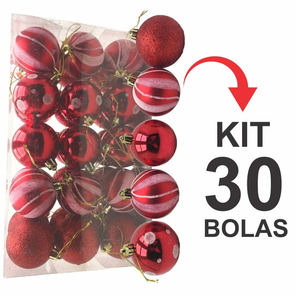 30-Piece Red Glitter Christmas Ball Ornament Set