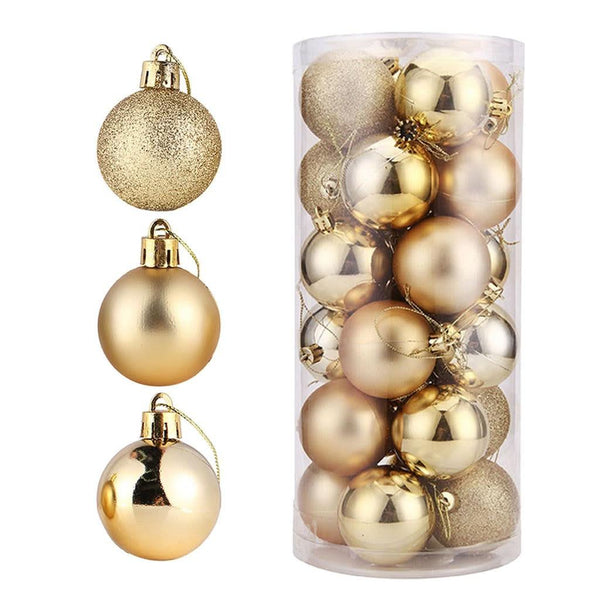 48 Christmas Tree Balls Champagne 3 Models: Glitter, Smooth, Matte