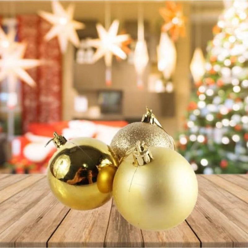 30-Piece Mixed Gold Christmas Ball Ornament Kit - 4cm for Tree Decoration