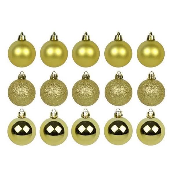 30-Piece Mixed Gold Christmas Ball Ornament Kit - 4cm for Tree Decoration