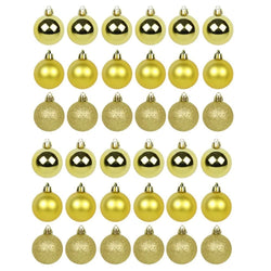 30-Piece Mixed Gold Christmas Ball Ornament Kit - 4cm for Tree Decoration