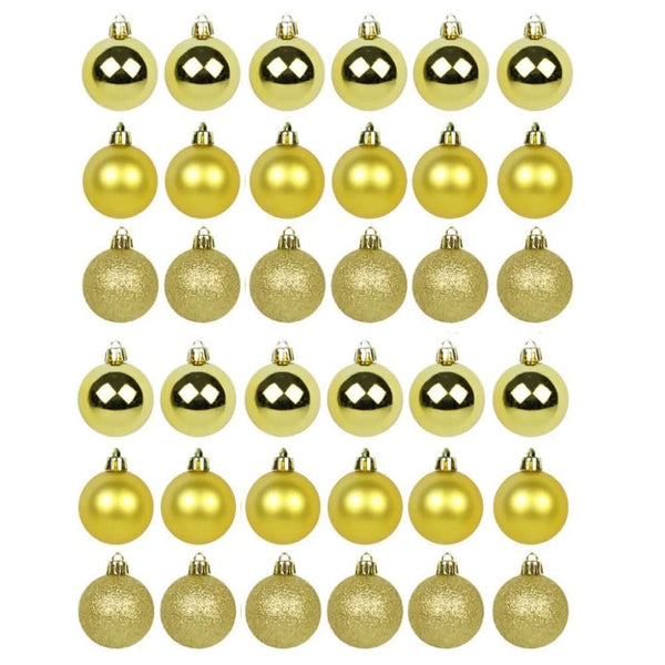 30-Piece Mixed Gold Christmas Ball Ornament Kit - 4cm for Tree Decoration