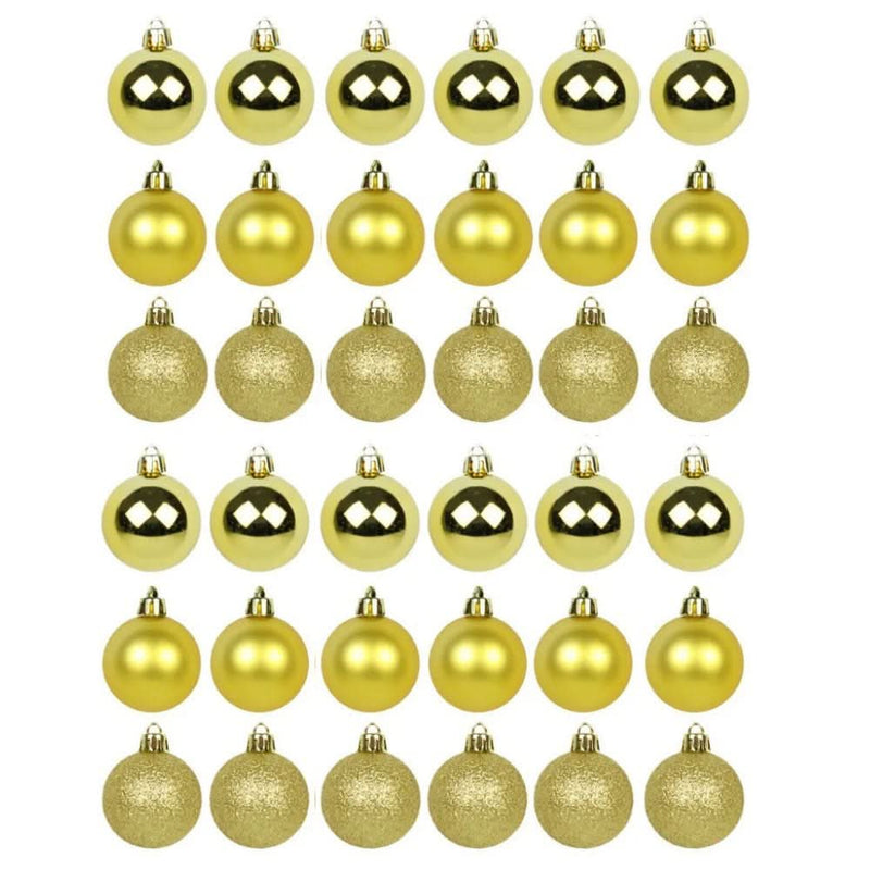 30-Piece Mixed Gold Christmas Ball Ornament Kit - 4cm for Tree Decoration
