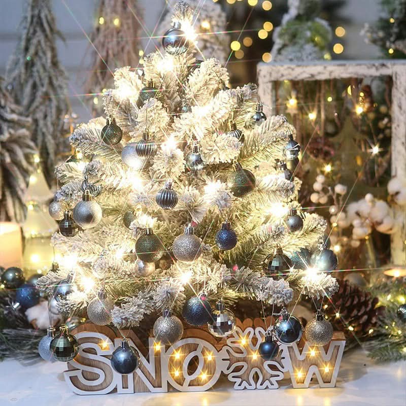 64-Piece Christmas Decoration Balls Blue Gold