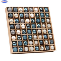 64-Piece Christmas Decoration Balls Blue Gold