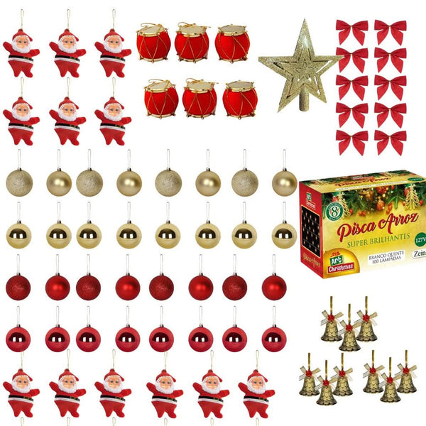77-Piece Christmas Tree Decoration Kit with LED Twinkling Balls
