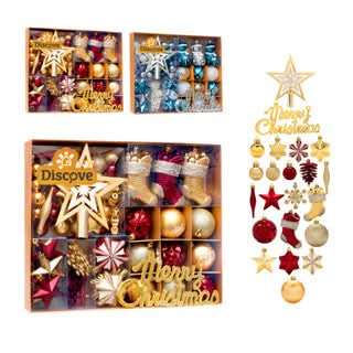 70-Piece Christmas Ornament Kit for Tree Decoration with Hanging Balls and LED Twinkling Lights