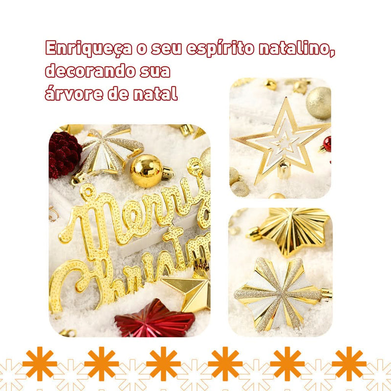 70-Piece Christmas Ornament Kit for Tree Decoration with Hanging Balls and LED Twinkling Lights