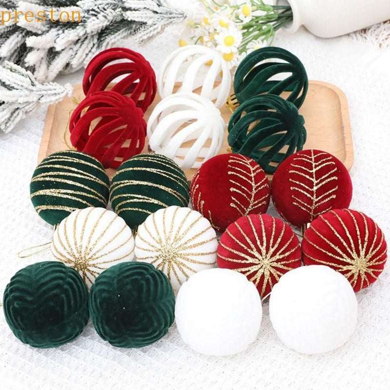 6-Piece Velvet Christmas Ball Ornament Kit - 6cm