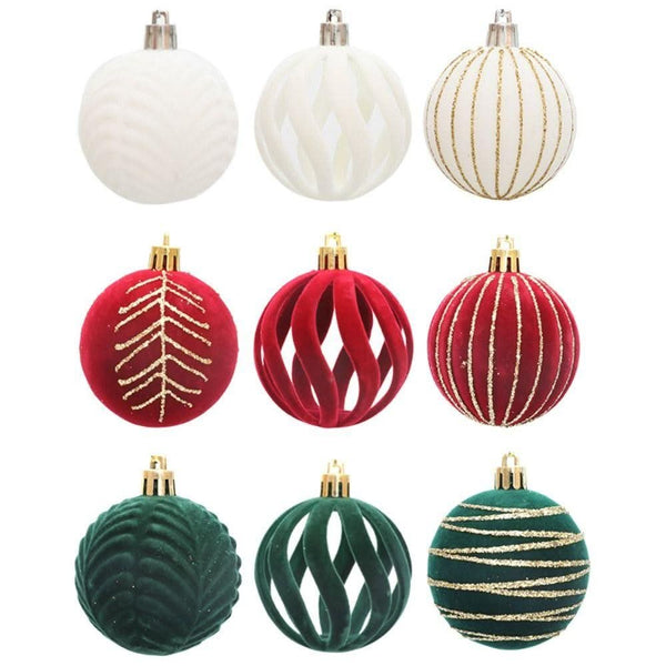 6-Piece Velvet Christmas Ball Ornament Kit - 6cm