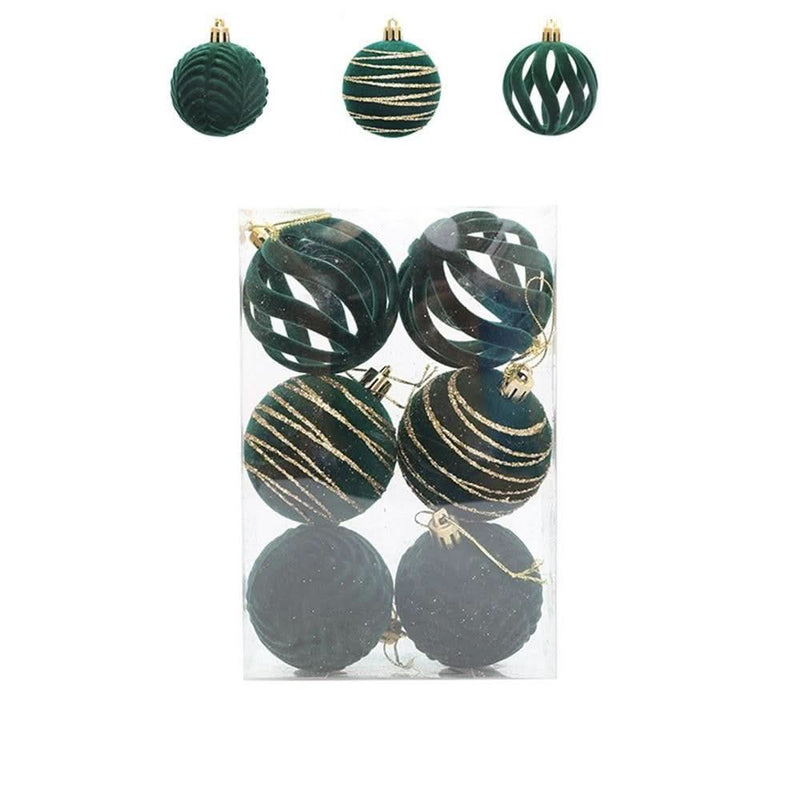 6-Piece Velvet Christmas Ball Ornament Kit - 6cm